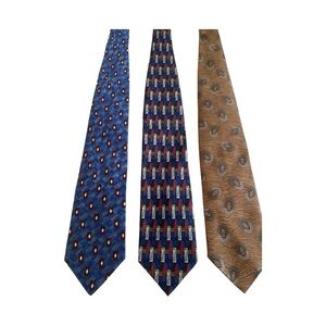 Stylish Men's 3 Silk Tie Set - Blue, Multicolor, Brown #1